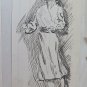 Collection Of drawings Antique Signed M.Serive Portrait Caricature 1900 BM53.5H