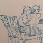 Drawing Antique Sketch Children School Pen paper Signed Reinoltz 1935 BM53.2
