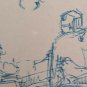 Drawing Antique Sketch Children School Pen paper Signed Reinoltz 1935 BM53.2