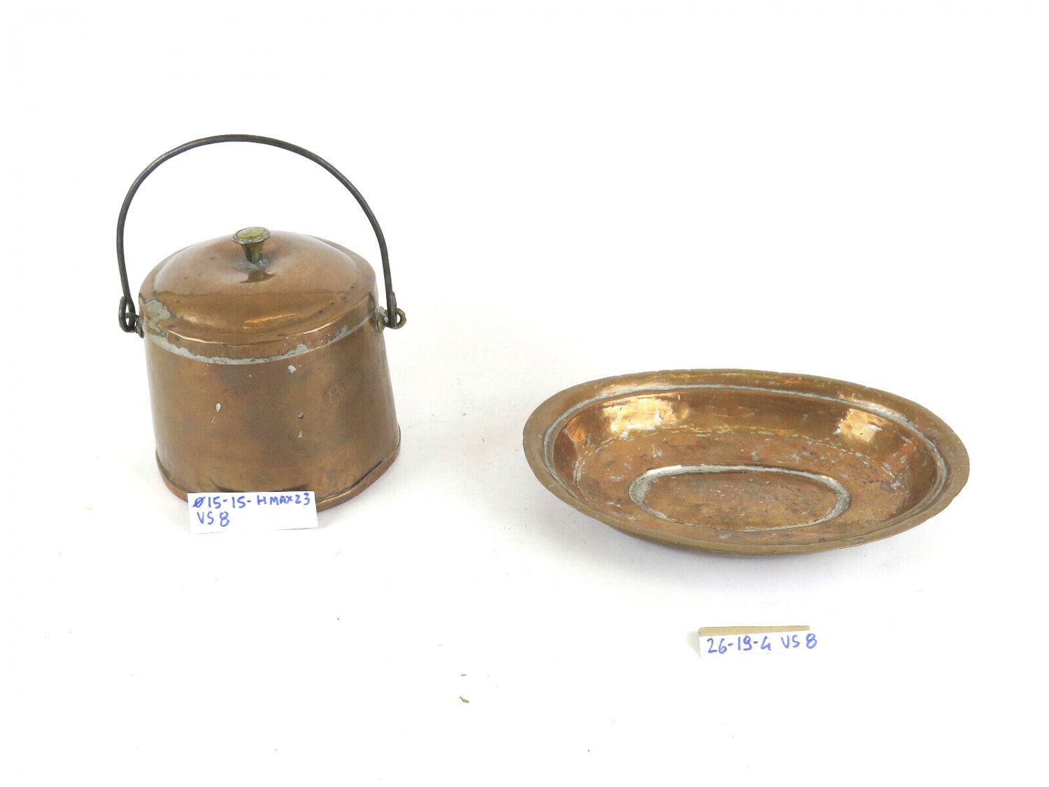 Two Antique Copper Kitchen Copper plate And Container Decoration Kitchen Art VS8