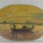 View Of Lagoon Of Venice Old Painting Oval Painting On Board Bsn