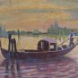 View Of Lagoon Of Venice Old Painting Oval Painting On Board Bsn