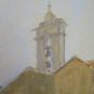 Old Painting Technical Mixed View Church Countryside France 1937 BM53.6D