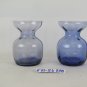 Two Vases For Flowering Tulip Vintage Glass Blue Denmark Scandanavia Design R140