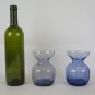 Two Vases For Flowering Tulip Vintage Glass Blue Denmark Scandanavia Design R140