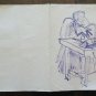 Drawing Sketch On paper Of G.Pancaldi Studio For Figure Male Seat P28.5