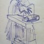 Drawing Sketch On paper Of G.Pancaldi Studio For Figure Male Seat P28.5
