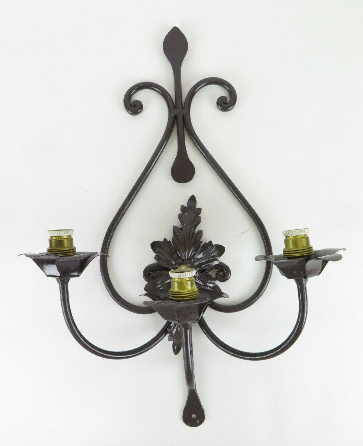 Old Wall Wrought Iron Forged by Hand Three Flames Light Wall CH39