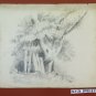 Drawing Antique Pencil On paper Signed landscape Woods France First 900 BM53.5F