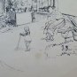 Old Drawing China On paper Glimpse View Country Characters Signed BM53.5E
