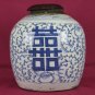 Jar Antique Chinese Ceramics White Blue Symbol Felicita' Groom Matrimonio CM2