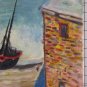 Small Painting Marina Sea Boats Acqurello On Cardboard Painter Piedmont Bsn