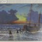 Old Painting landscape Sea Nightfall Painting Signed Reynaud Years' 70 Bsn
