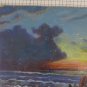 Old Painting landscape Sea Nightfall Painting Signed Reynaud Years' 70 Bsn
