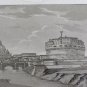Engraving Antique Mole Adriana Now Castel S.Angelo Gandini Francesco VS11
