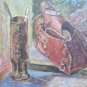 Antique Painting To oil On Board Inside With Tools Of Painter Year 1959 p10