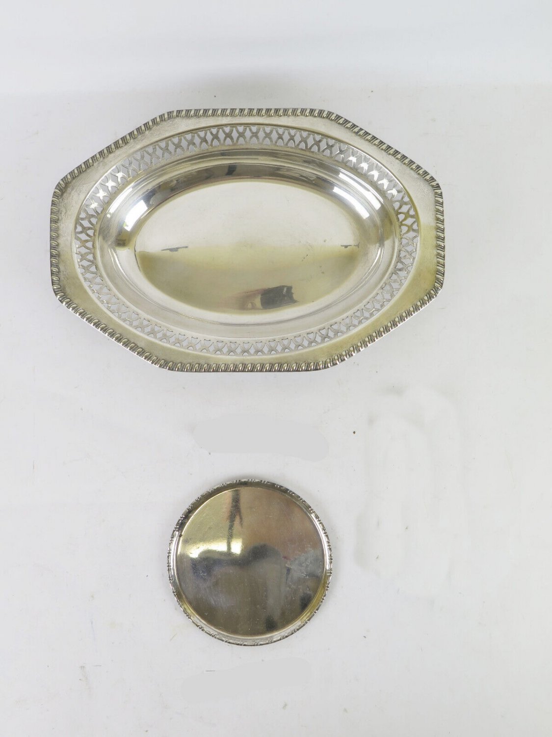 Old Bowl Fruit Bowl Centerpieces & Bottle Coaster Metal silver plated R146