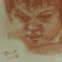 Drawing Portrait Of Little Girl Signed Dated Painting Vintage Pencil paper Pb