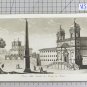 Engraving Antique Gandini Francesco Square Of Trinity Of' Monti IN Rome VS11