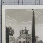 Engraving Antique Gandini Francesco Square Of Trinity Of' Monti IN Rome VS11