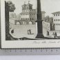 Engraving Antique Gandini Francesco Square Of Trinity Of' Monti IN Rome VS11