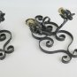 Pair Of Wall Wrought Iron Two Flames Decorated With Patterns A Wanted X15