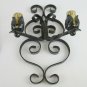 Pair Of Wall Wrought Iron Two Flames Decorated With Patterns A Wanted X15