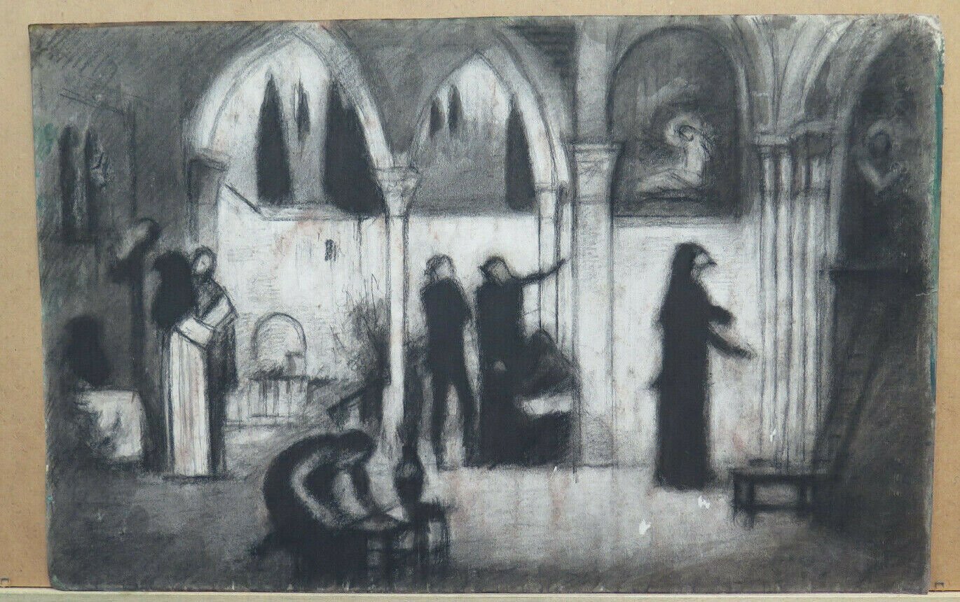 Large Drawing Antique Back Front Artist Pierre Duteurtre Said Dut BM53.1