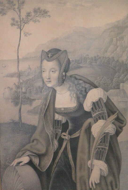 Engraving Antique Lithography On paper Portrait Lady France End 800 Start 900 X9