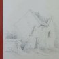 Antique Drawing Pencil On paper View Countryside Signed Painting BM53.5b