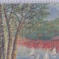 Small Painting Vintage Signed Reynaud View Lakesdie Boat Sailing Painting Bsn