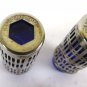 Salad Crisper Portapepe Vintage Metal silver plated Glass Blue UK Pat No 1014132