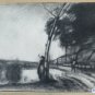 Drawing Antique landscape Countryside Painter French Pierre Duteurtre Dut BM53.1