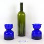 Two Vases For Flowering Tulip Vintage Glass Blue Cobalt Scandinavian Design R140