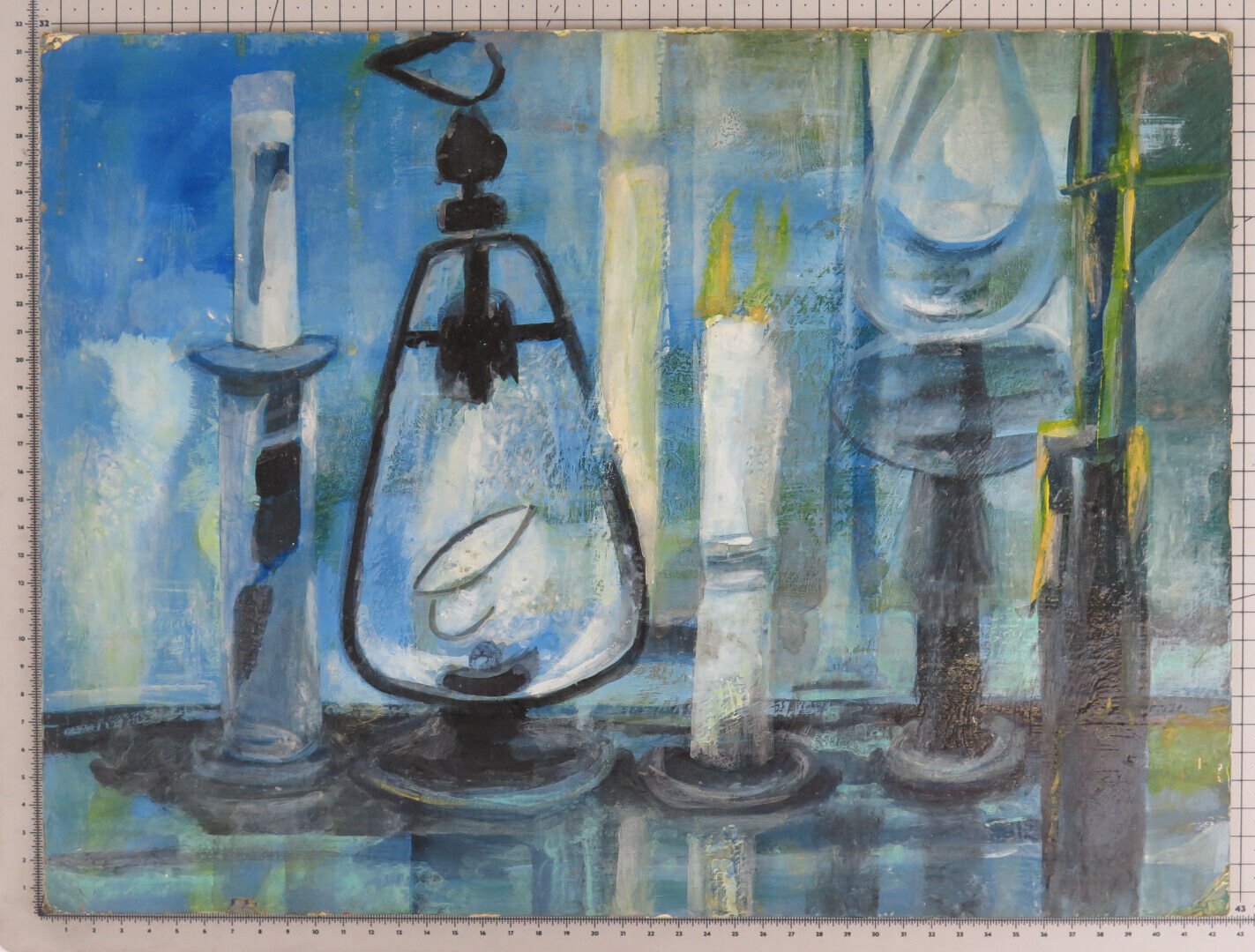 Old Painting Inside With Items On Table Painting Vintage Board Bsn