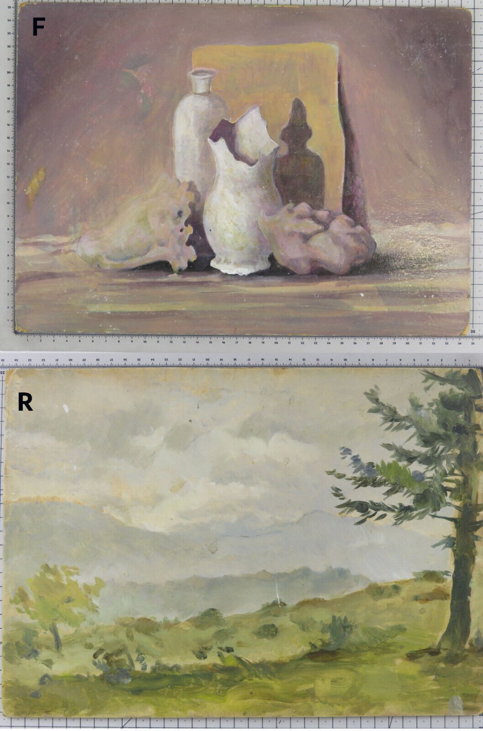 Old Painting Front Back Double landscape Nature Still Painting On Board Bsn