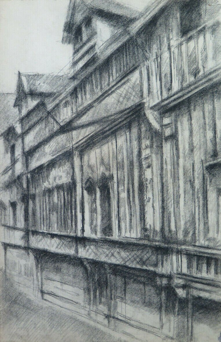 View of A City French Painting Antique Pierre Duteurtre Dut BM53.1