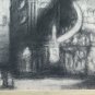 Large Drawing Antique View Church Opera Painter Pierre Duteurtre Dut BM53.1