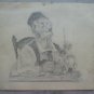 Portrait Male With Cat Old Drawing Signed Tajada Spain '900 MD10