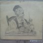 Portrait Male With Cat Old Drawing Signed Tajada Spain '900 MD10