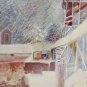 View of A Country IN Winter Snow Old Painting Signed Reynaud Piedmont Bsn