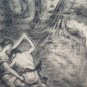 Large Drawing Antique Charcoal On paper Artist Pierre Duteurtre Dut BM53.1