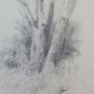 Painting Antique landscape Countryside Pencil On paper Tree Woods France BM53.5b