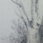 Painting Antique landscape Countryside Pencil On paper Tree Woods France BM53.5b