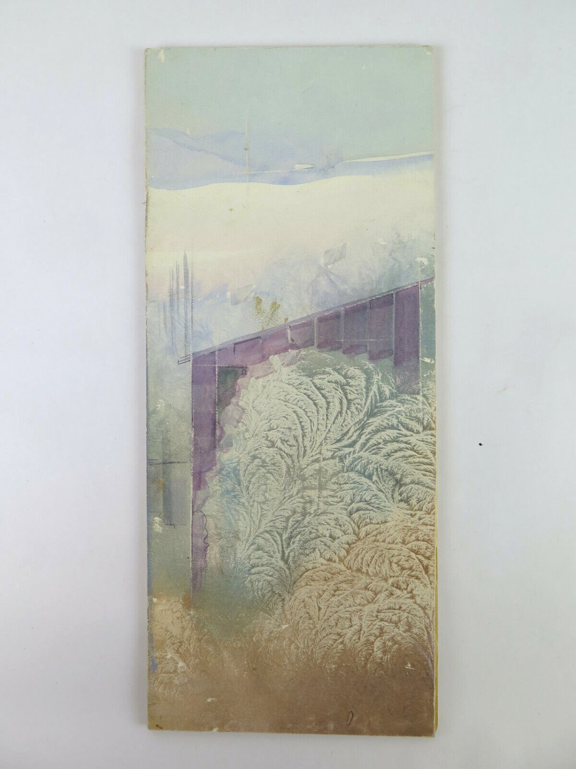 Old Painting landscape Winter Snowy Painting Small Measures Vintage P1