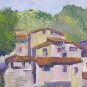 Painting oil Vintage View Country France On Board landscape X7