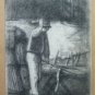 The Farmer Drawing Antique Large Size Painter Pierre Duteurtre Dut BM53.1