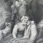 Lithography Antique L Orage engraving paper Nineteenth Century Paris France VS11