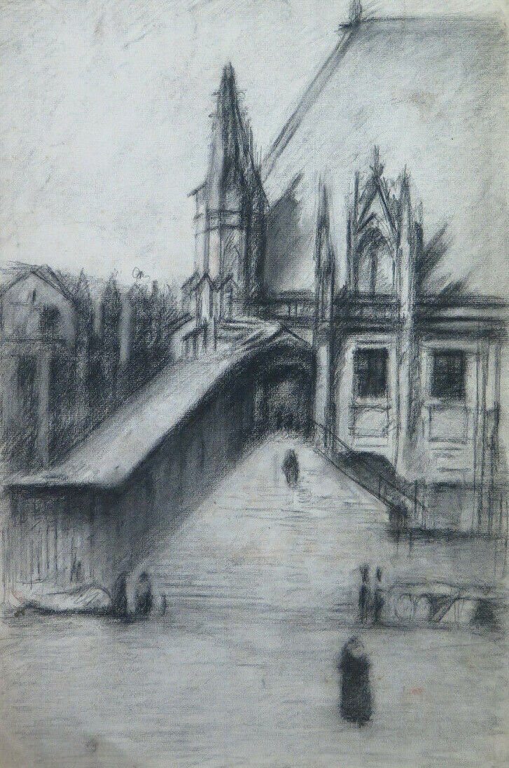 View Cathedral Gothic Drawing Antique Opera Pierre Eug&Atilde;&uml;ne Duteurtre Dut BM53.1