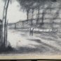 Large Drawing Antique landscape Bucolic Studio Pierre Duteurtre Dut BM53.1